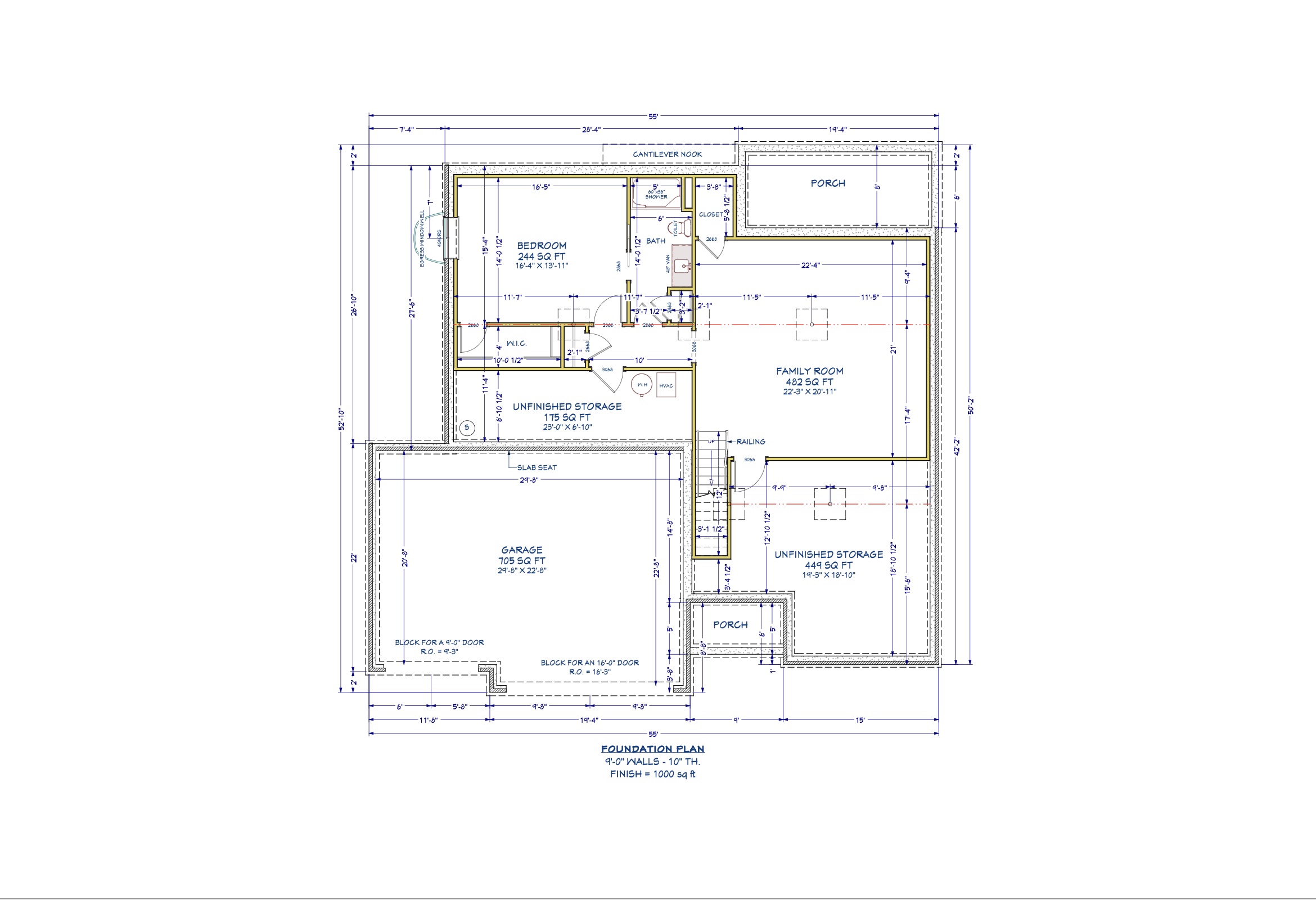 The Aspen II 3-car garage floor plan with optional partial basement finish