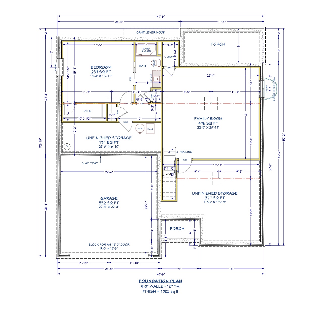 The Aspen II 2-car garage floor plan with optional partial basement finish